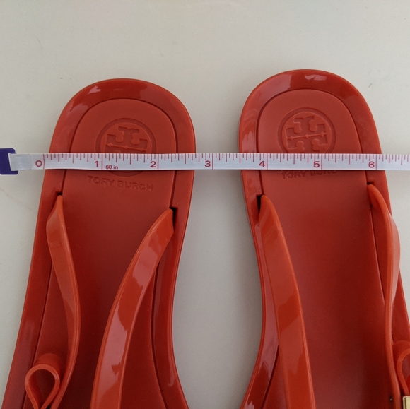 EXCELLENT Cond! Tory Burch Michaela Jelly Bow Flip Flop Orange Sandals Size 6 - Picture 9 of 15